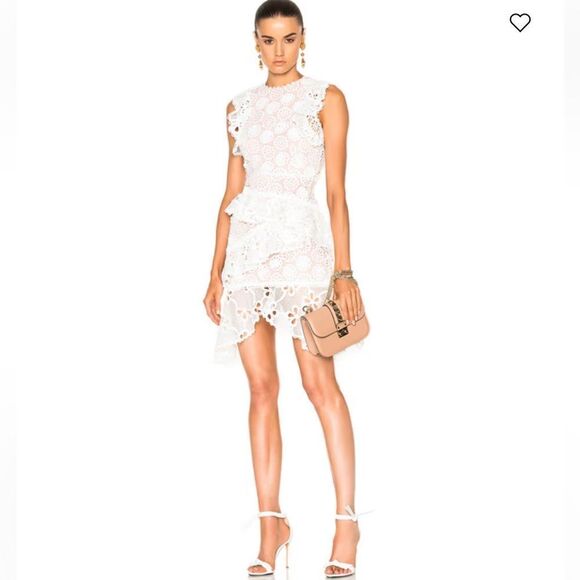 NWT Alexis Arleigh White Ruffle Guptiere Lace Dress XS - Picture 1 of 16